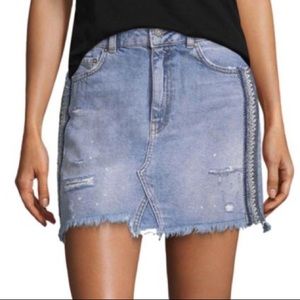Free people embellished denim skirt